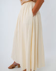 Cream cotton midi skirt with pockets, the perfect elevated staple skirt for all year long