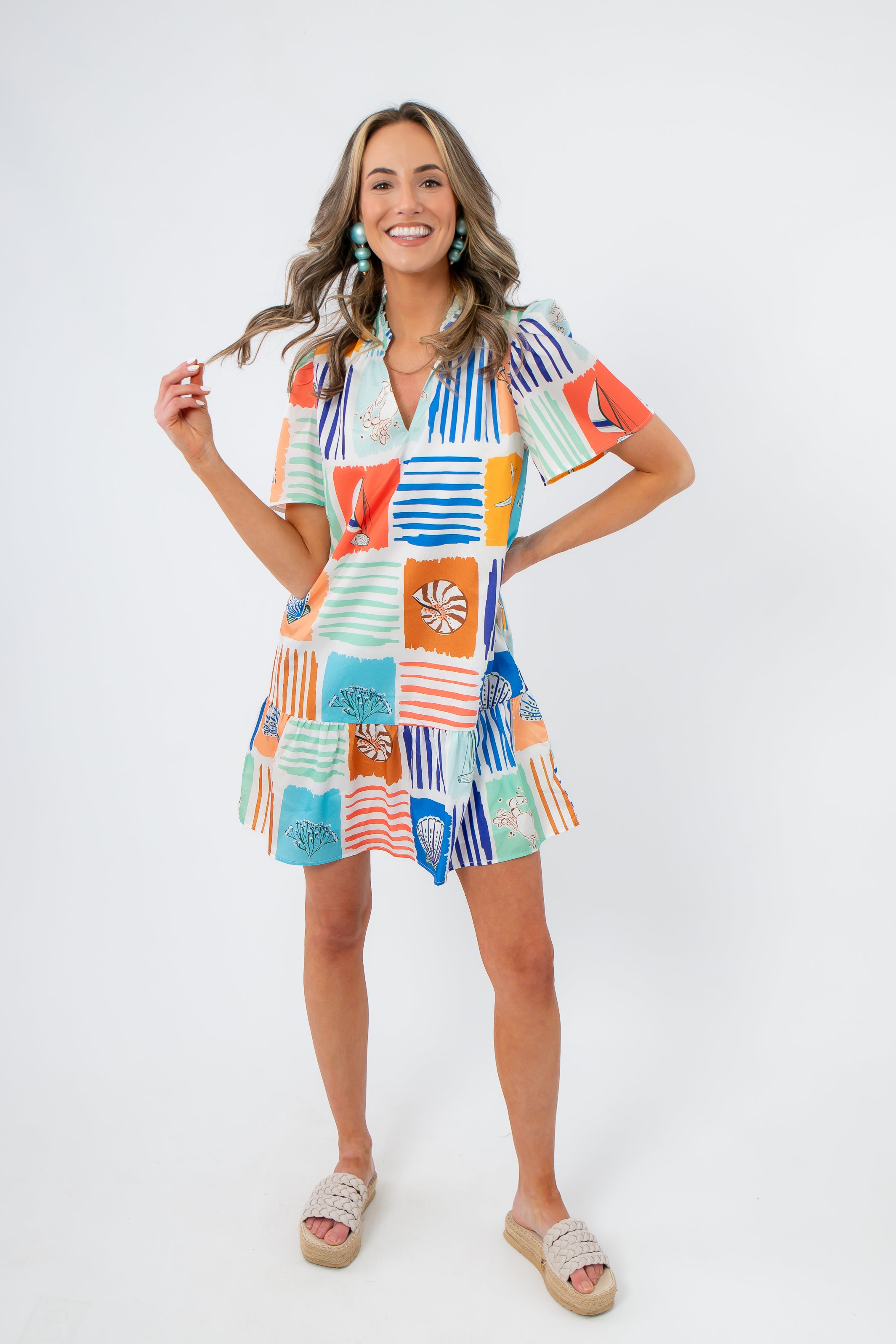 Discover Seaside Chic with THML At Sea Nautical Printed Dress – L. Mae  Boutique