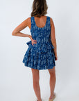 Blue and white fish print mini skirt for summer, 4th of July, Labor day, memorial day
