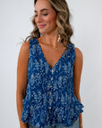 THML Blue Fish Printed Sleeveless Top