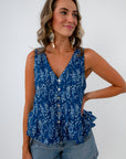 Summer sleeveless top with fish print for 4th of July, Labor Day, Memorial day