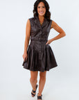 Sleeveless faux leather collared dress for game day, USC game day dress, Alabama game day dress, Georgia game day dress