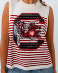 Queen of Sparkles Gamecock logo knit tank for USC game day top