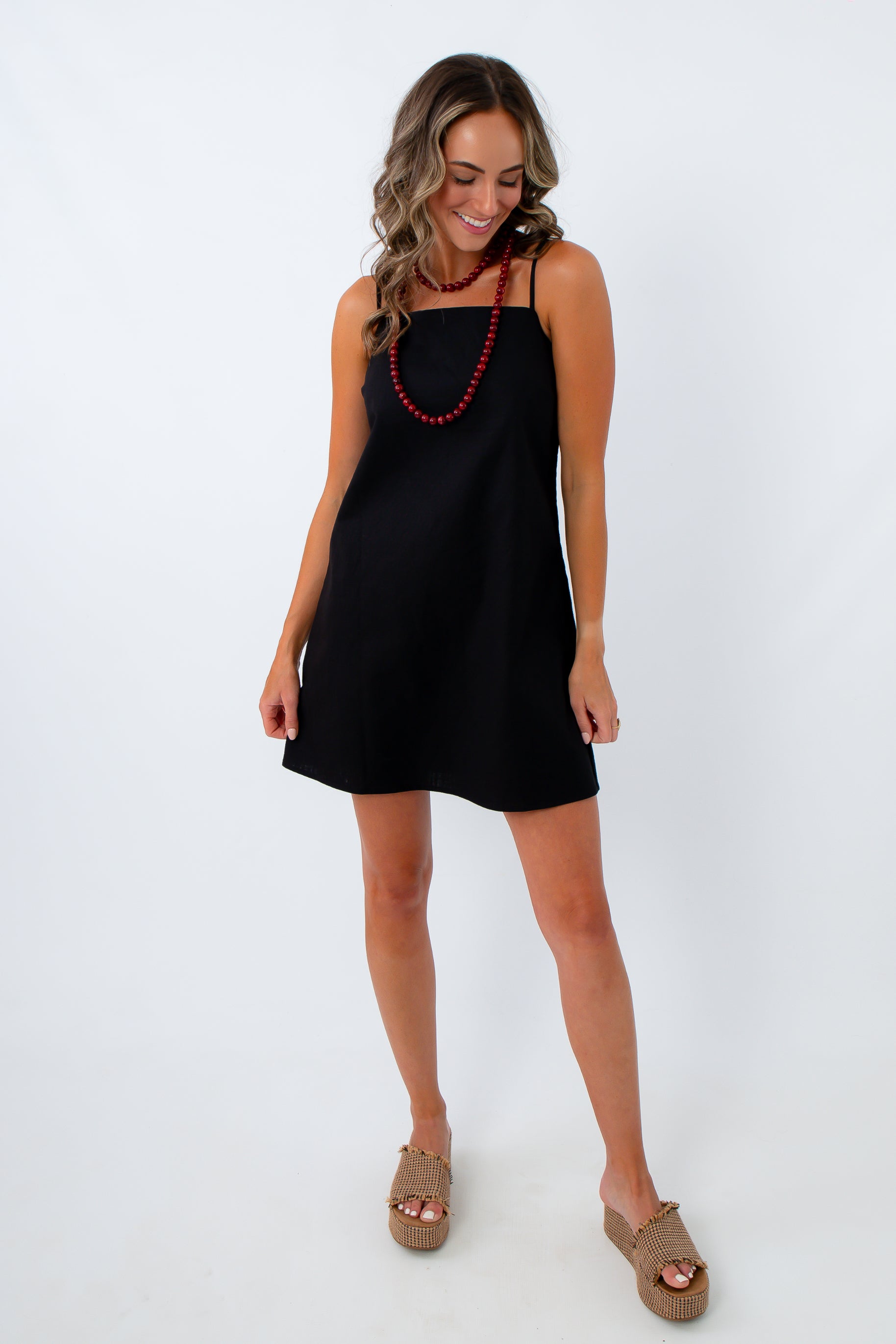 Soda City Black Linen Mini Dress