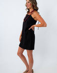 Black linen dress for SEC game day, little black dress for SEC game day