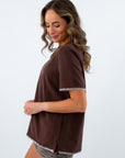 casual thanksgiving outfit t shirt brown and white
