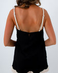 Black tank with cream scalloped trim for a Wofford game day look