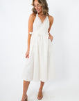 Harbor Honey White Eyelet Halter Midi Dress