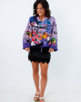 Slightly oversized snap button Halloween sweater, Halloween themed sweater, Sequin sweater for halloween