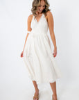 Harbor Honey White Eyelet Halter Midi Dress for bridal and beach photos