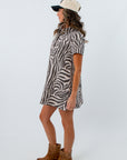 tcec zebra tiger print denim dress gameday fall outfit