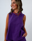 The Gameday Purple Denim Top