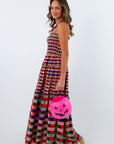 Comfortable colorful maxi dress with smocked top, smocked maxi dress, smocked gingham maxi dress