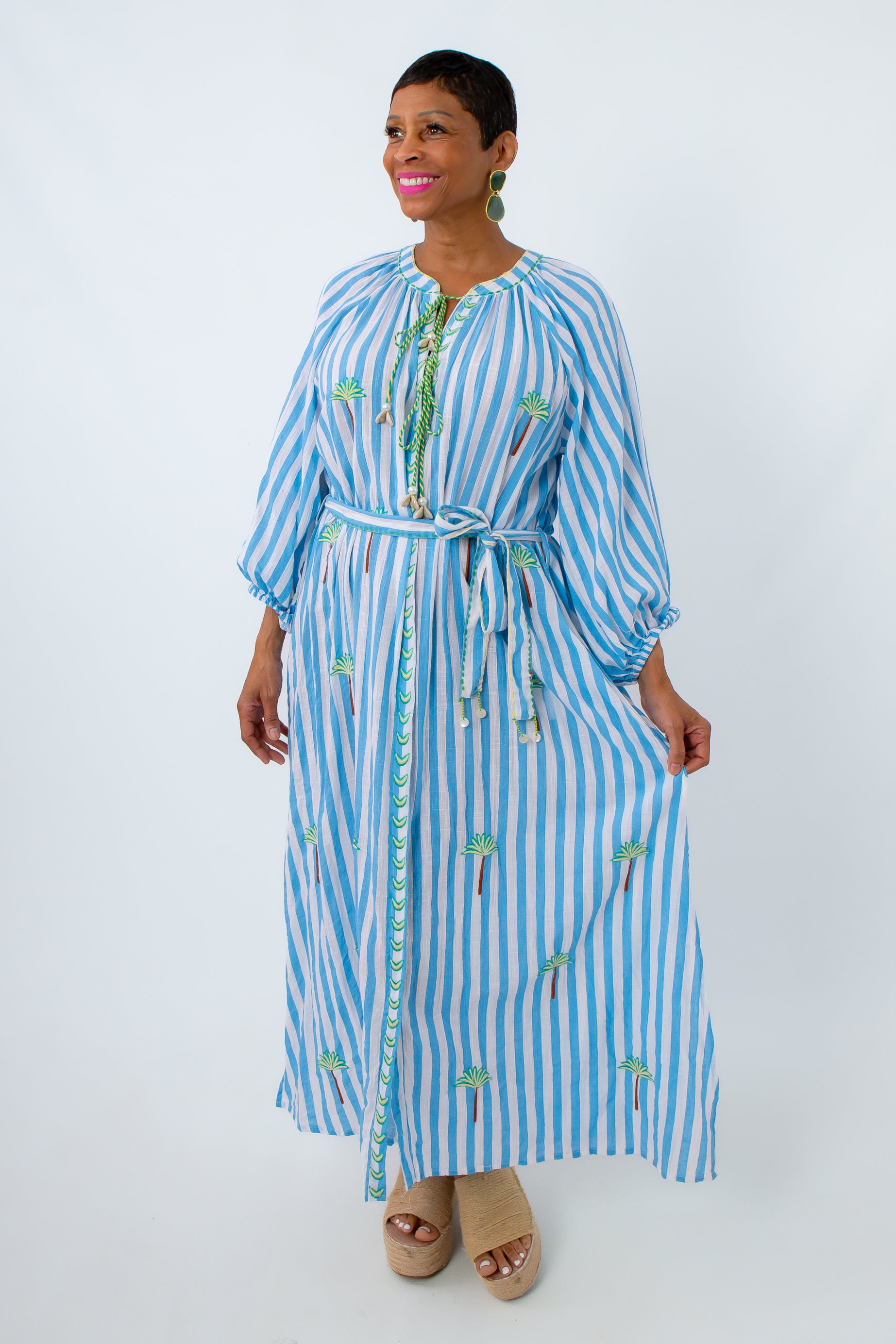 cabana maxi dress Breeze Embroidered Palm Wedding Guest Dresses Amazon this eye Season_Spring Color:As Photo(Navy Blue Ombre)