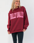 Dilly Dally Burgundy & Pink Mock Neck
