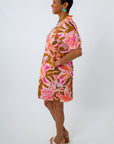 THML pink floral embroidered short dress