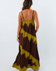 Lightweight lace maxi dress, brown dress with lace detailing, brown wedding guest dress, sleeveless fall wedding guest drss