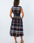 Zip front dress, THML fall midi dress, fall dresses for work, fall workwear, plaid dress, long plaid dress