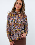 Sunday Supper Floral Print Long Sleeve Blouse