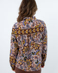 Floral long sleeve blouse in fall colorway, long sleeve blouse with button front, floral long sleeve top with ruffle collar