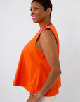 Auburn orange sleeveless denim shirt for the perfect game day top for women