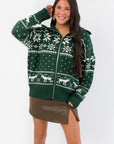 Dark Pines Fair Isle Zip Up Sweater