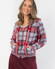 Hearth & Holly Blue Plaid Zip Sweater