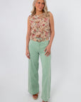 Free People Cameo Green Libre Wide Leg Pant model wearing