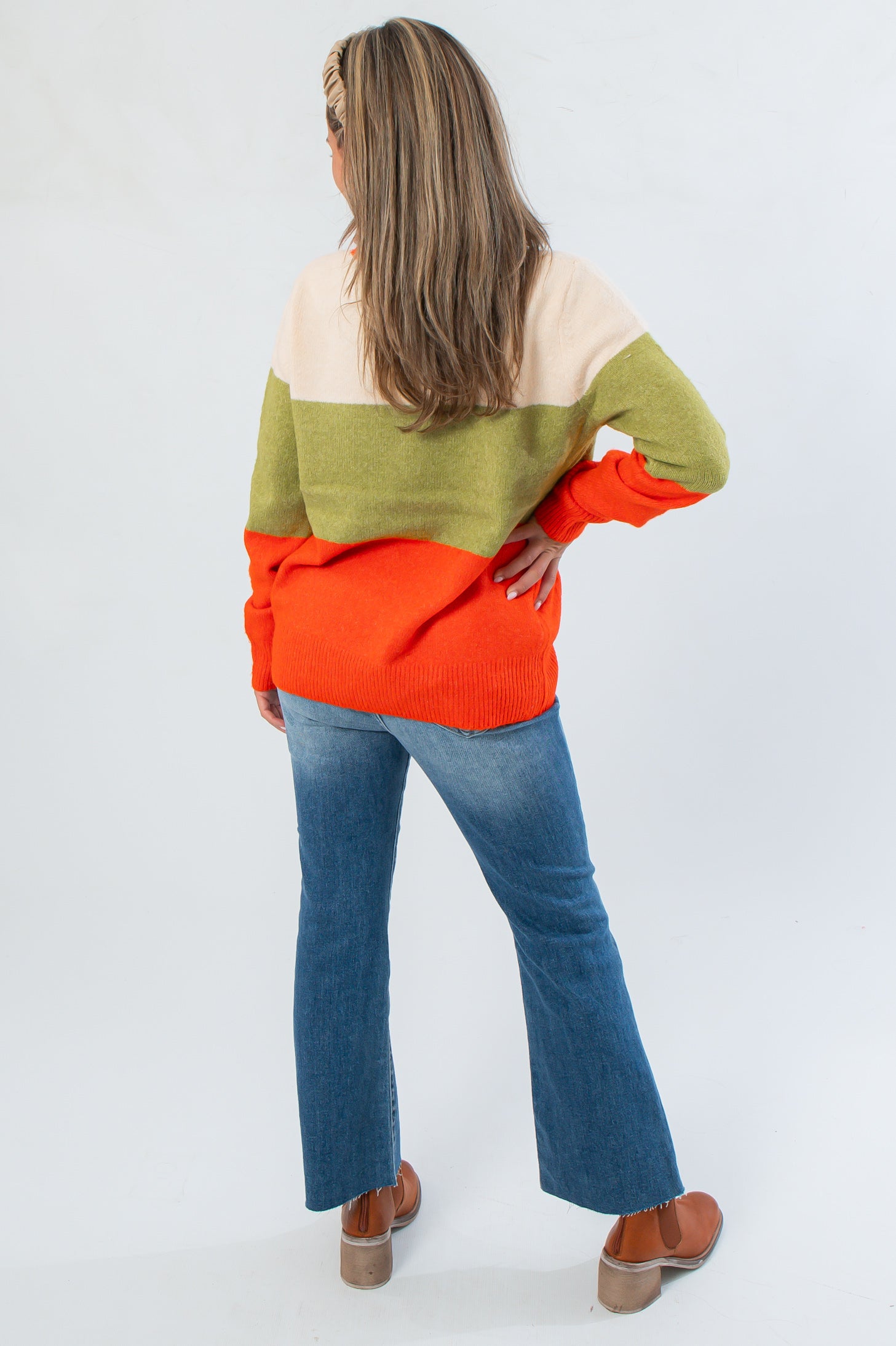 Orange & Green Colorblock Sweater
