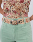 Free People Natural Indigo Dreaming Raffia Belt with floral top