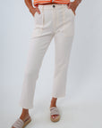 Comfortable high waisted ivory jeans, Comfortable high waisted off-white jeans