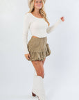 Before You Go Cream Long Sleeve Crop Top – Chic & Comfortable featuring a stretchy fit and flattering cut, styled for a trendy fall outfit with neutral tones.
