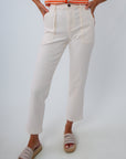 High rise straight leg jeans in ivory, high-rise jeans, colored jeans, straight leg jeans, ivory jeans