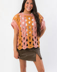 Cheyanne Pink Open Knit Sweater Vest