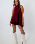 Sandstorm Garnet Lace Halter Asymmetrical Top