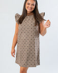 Blair Bow Print Brown Tweed Dress