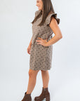 Blair Bow Print Brown Tweed Dress