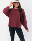 Camden Wine Ribbed Knit Mockneck Top