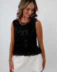Black Beaded Sleeveless Top for University of Georgia game day look