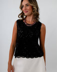 Saturday Lights Black Beaded Sleeveless Top