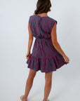 Magenta and green polka dot dress, polka dot dress, modest polka dot dress for work