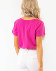 Back view of Z Supply Magenta Asher V-Neck Tee, displaying its lightweight fabric and easygoing style for versatile wear.