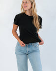 Z Supply Black Tourist Tee – Lightweight short sleeve cotton tee with crew neckline, paired with denim for a laid-back look.