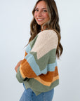 Relaxed fit autumn hues sweater for casual wear, sweater with fall colored, sweater with fall colored stripes