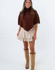 Countryside Manor Brown Turtleneck Poncho