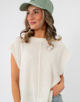 Frankie White Knit Sleeveless Sweater front view