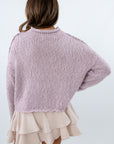 Colorful fall sweater in soft lavender hues, purple sweater for clemson game day