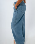 Wide leg pull on denim pants for school, pants for back to school, comfy pants for school