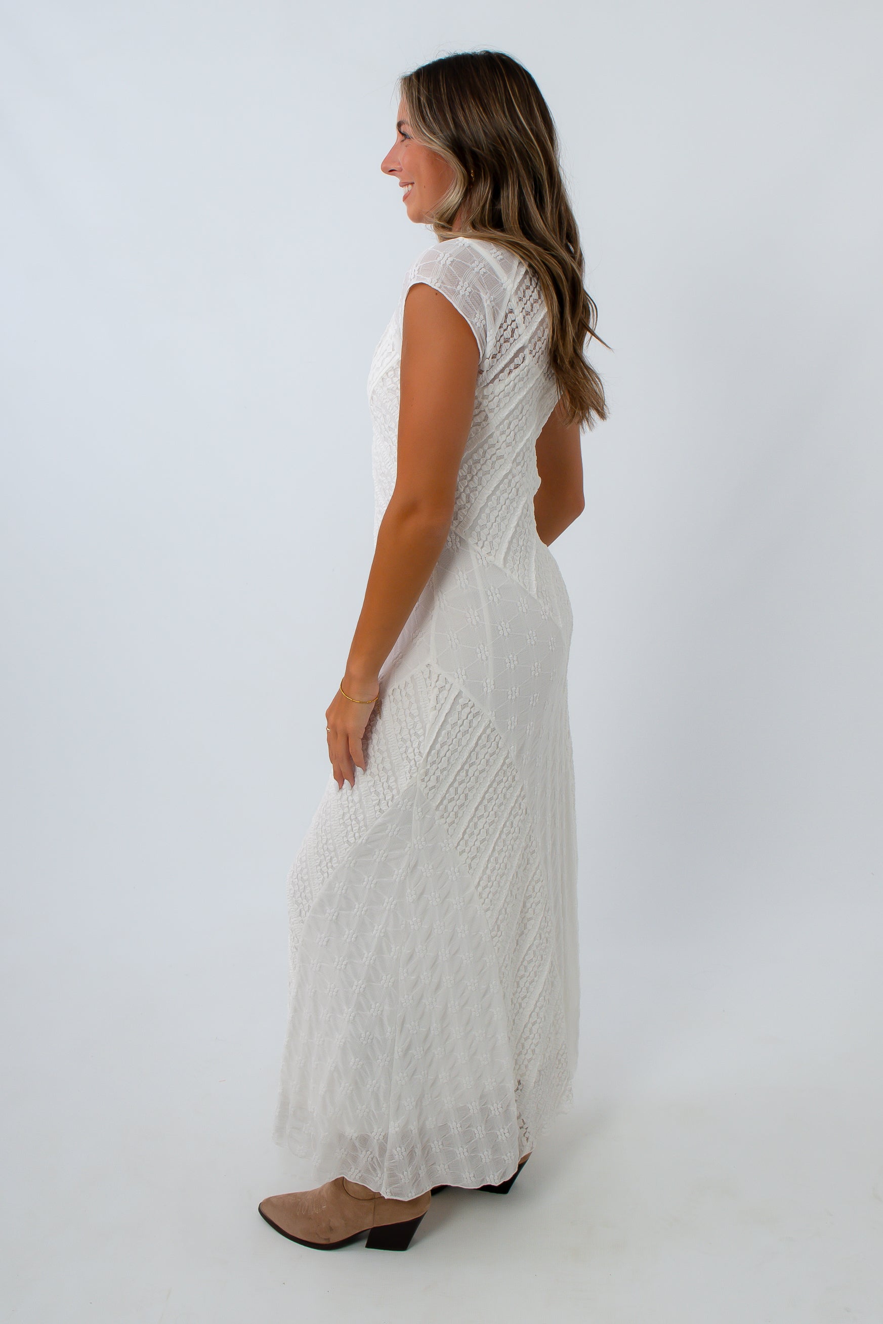 Ella White Lace Maxi Dress
