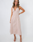 Fleur Lilac Embroidered Midi Dress front view, spring wedding and easter dress option